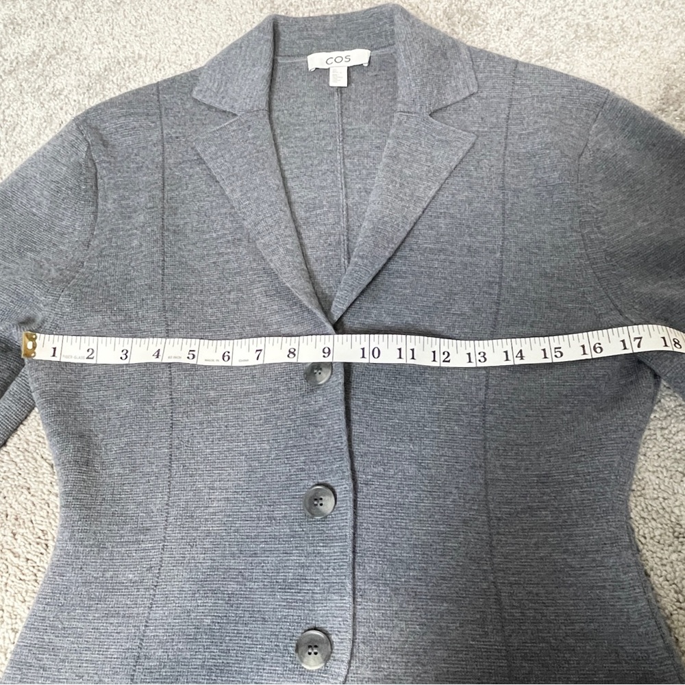 COS Women's Gray Knitted Waisted Blazer 100% Wool Size Small - Picture 11 of 14